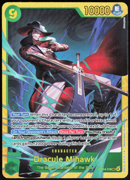 Dracule Mihawk OP14-119 SEC The Azure Sea's Seven One Piece NM