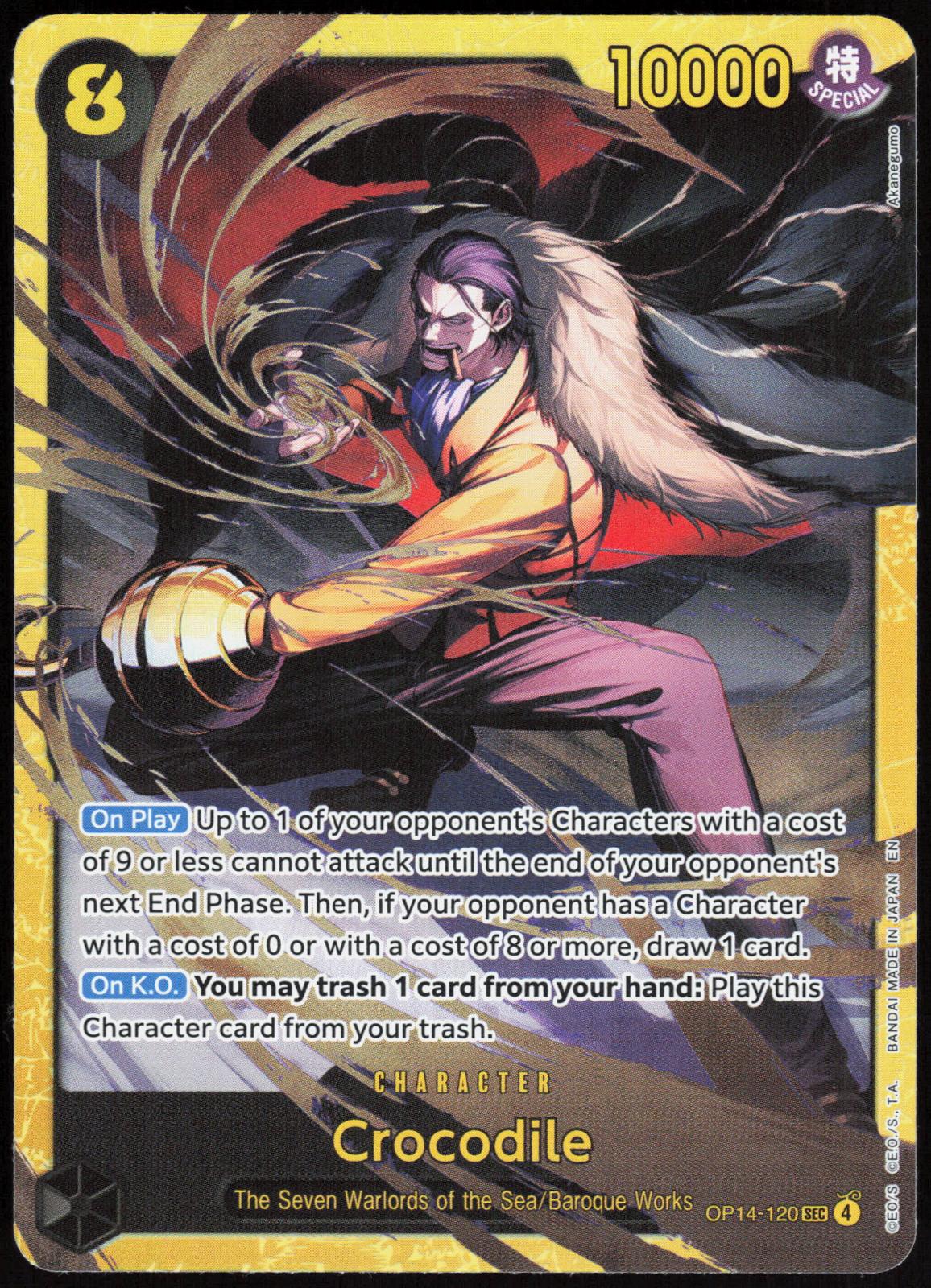 Crocodile OP14-120 Secret Rare The Azure Sea's Seven One Piece Foil Near Mint