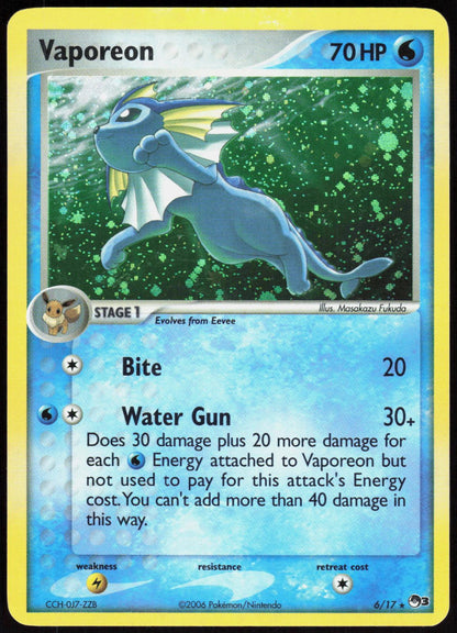Vaporeon 6/17 Rare POP Series 3 Pokemon Lightly Played