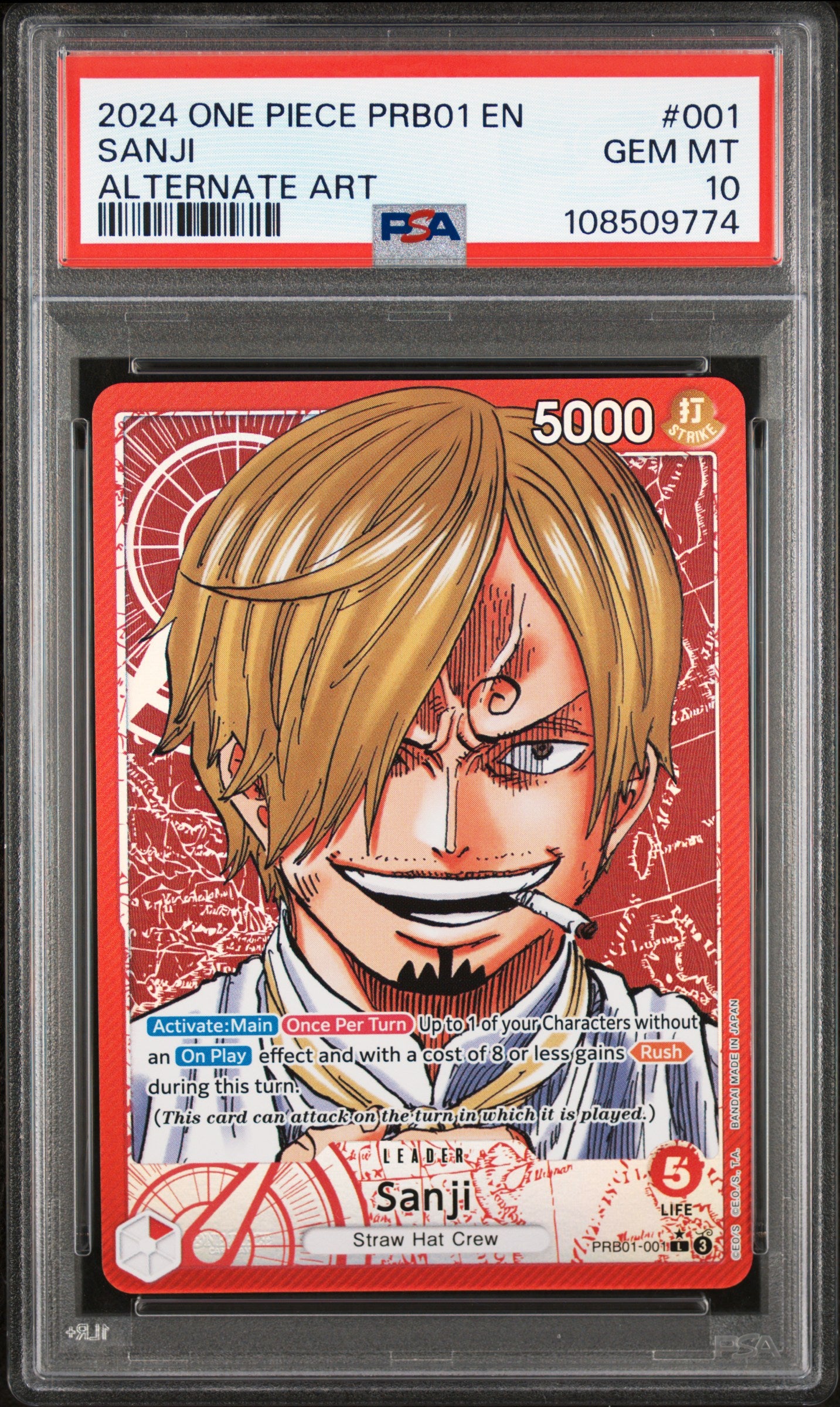 Sanji 001 Alternate Art One Piece PSA 10