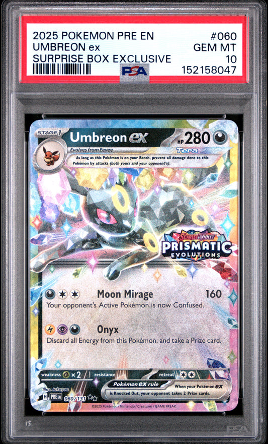 Umbreon EX 060/131 Surprise Box Exclusive Prismatic Evolutions Pokemon PSA 10