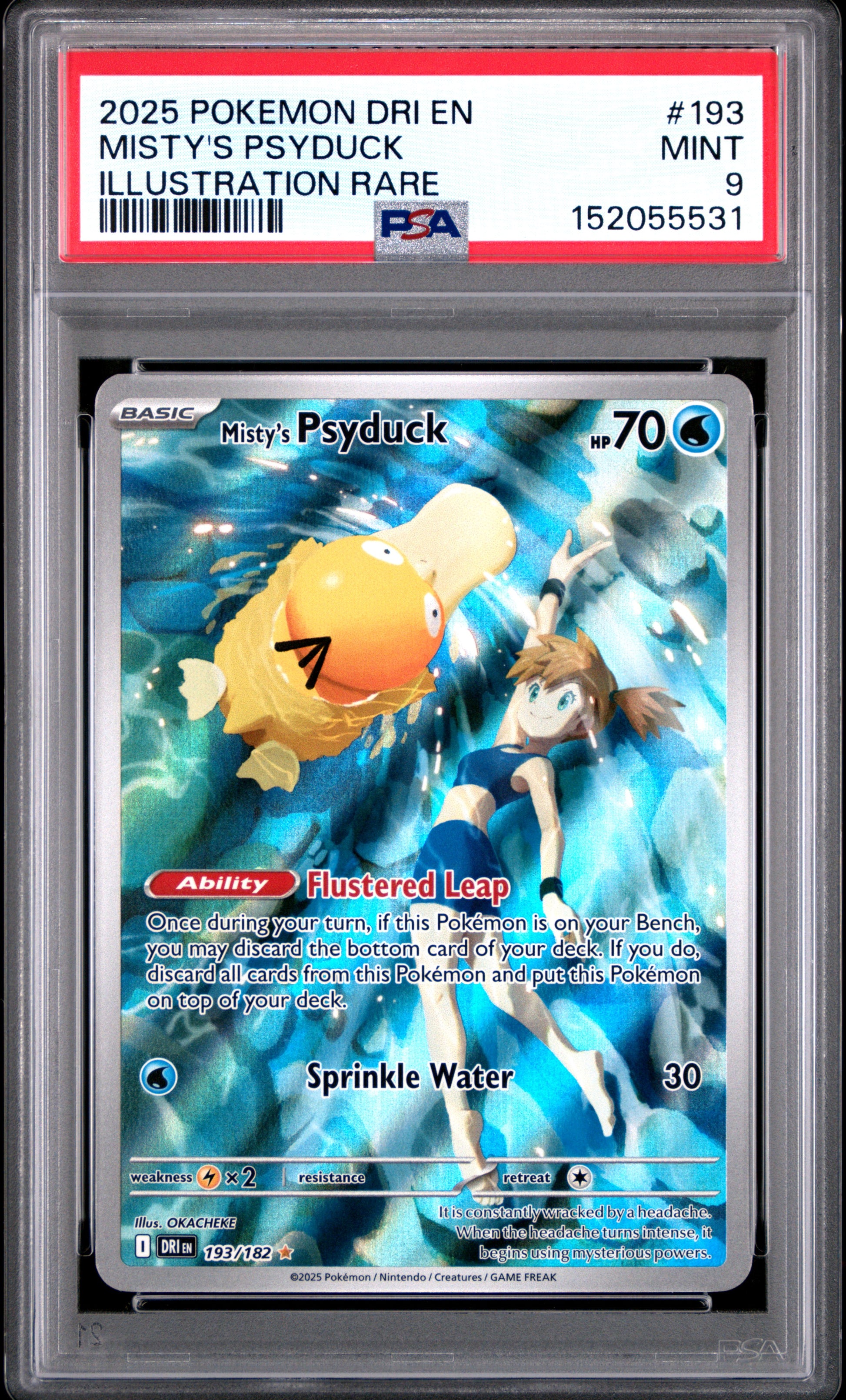 Misty's Psyduck 193/182 Illustration Rare Dri En-Destined Rivals Pokemon PSA 9