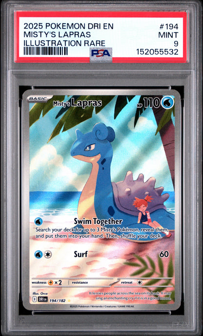 Misty's Lapras 194/182 Illustration Rare Dri En-Destined Rivals Pokemon PSA 9