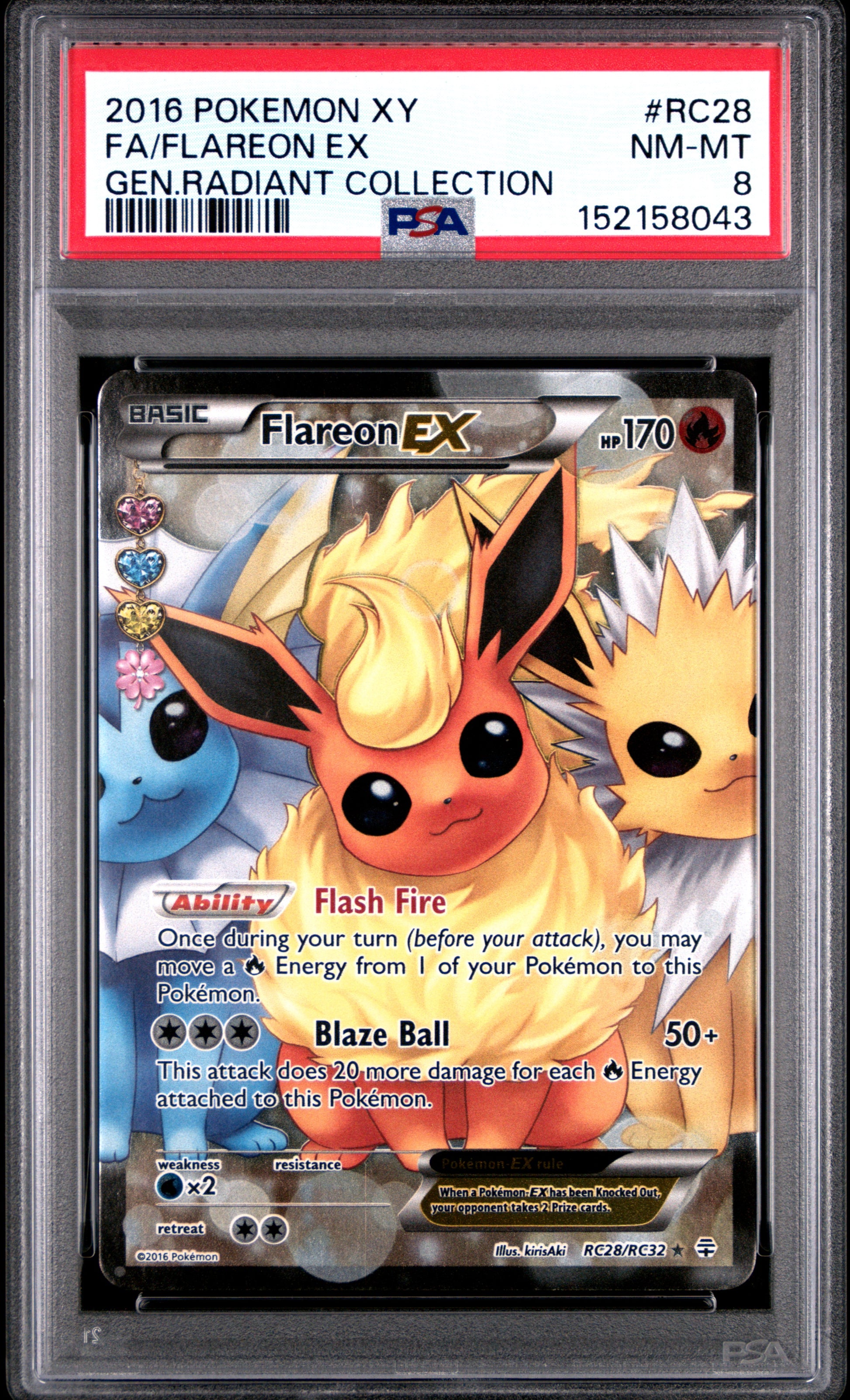 Flareon EX RC28/83 Generations Radiant Collection Pokemon PSA 8