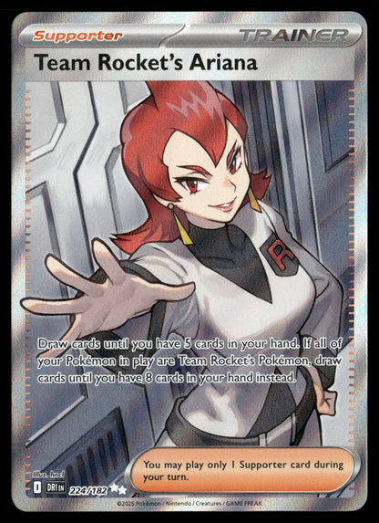 Team Rocket's Ariana 224/182 Ultra Rare Destined Rivals Pokemon Holo Near Mint