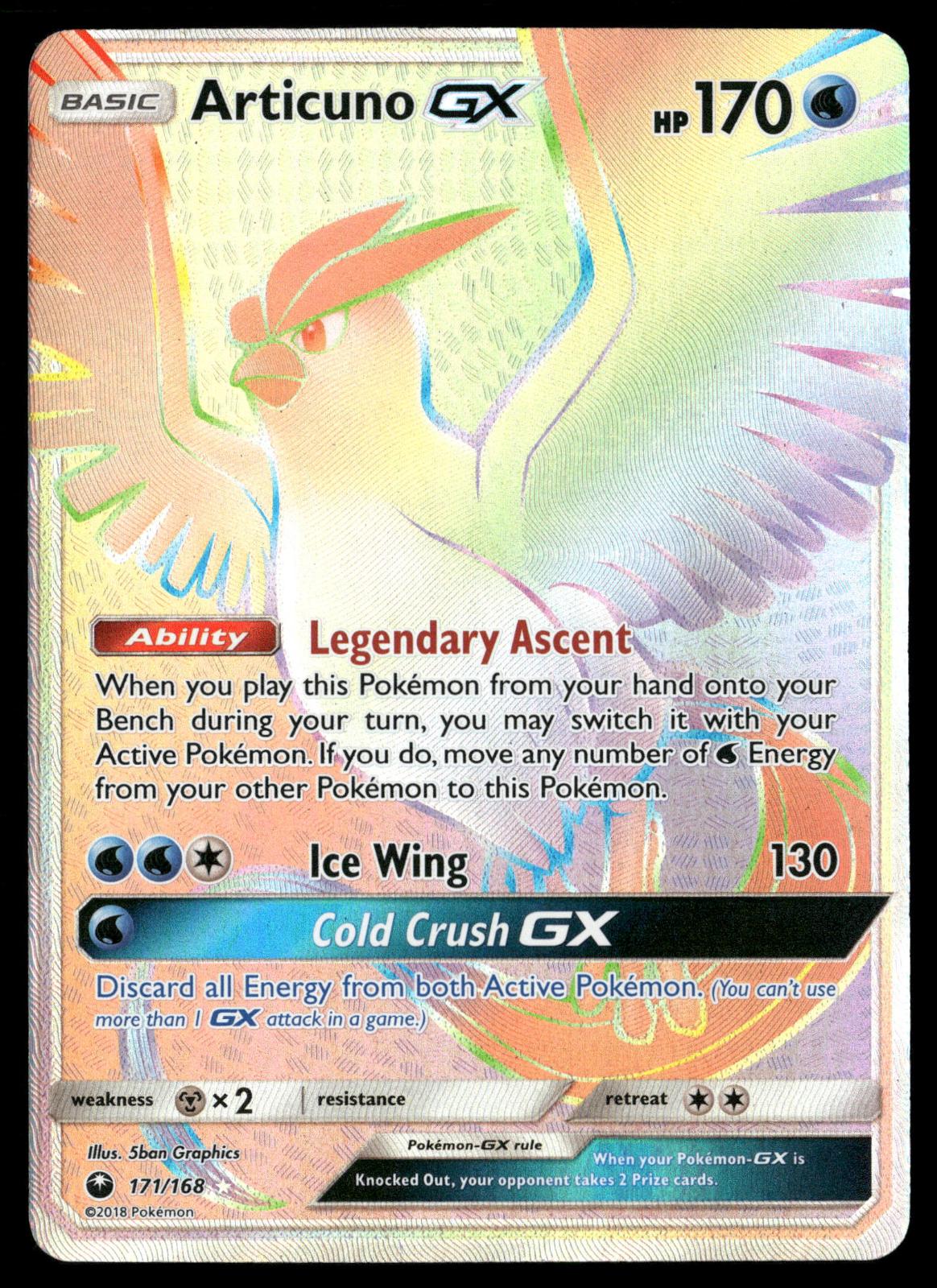 Articuno GX 171/168 Rainbow Rare Celestial Storm Pokemon Holo Near Mint