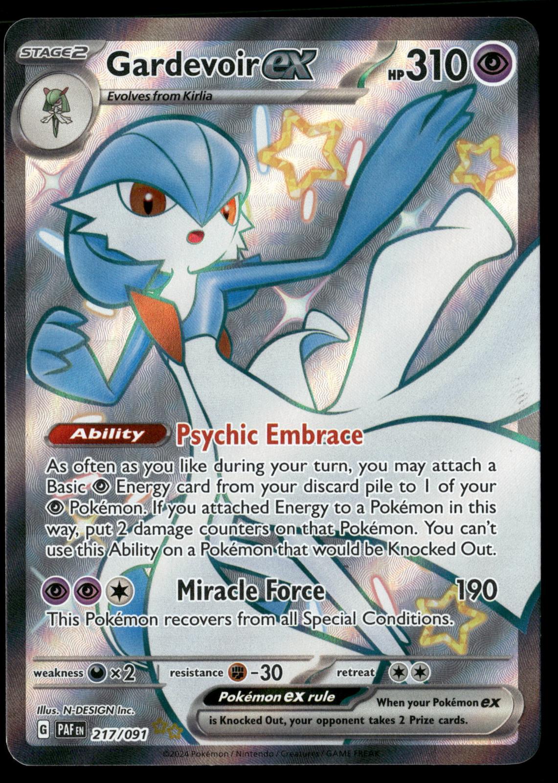Gardevoir ex 217/091 Shiny Ultra Rare Paldean Fates Pokemon Holo Near Mint