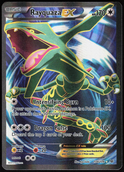 Rayquaza EX 104/108 Ultra Rare Roaring Skies Pokemon Holo Lightly Played