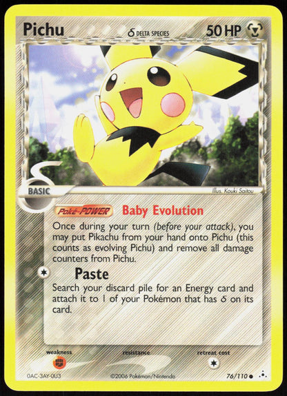 Pichu 76/110 Common Holon Phantoms Pokemon Near Mint