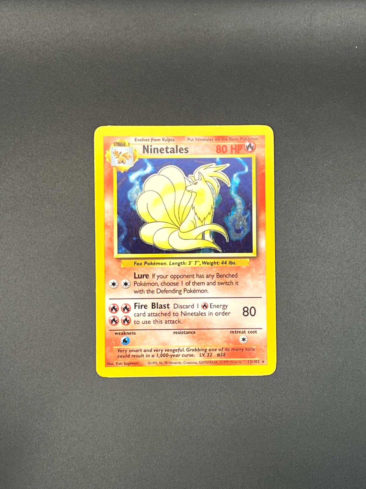 Ninetales 12/102 Holo Holo Rare Base Set Unlimited Pokemon Holo Lightly Played