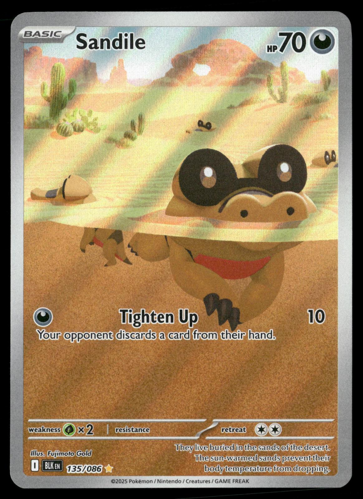 Sandile 135/086 Holo Illustration Rare Black Bolt Pokemon Near Mint