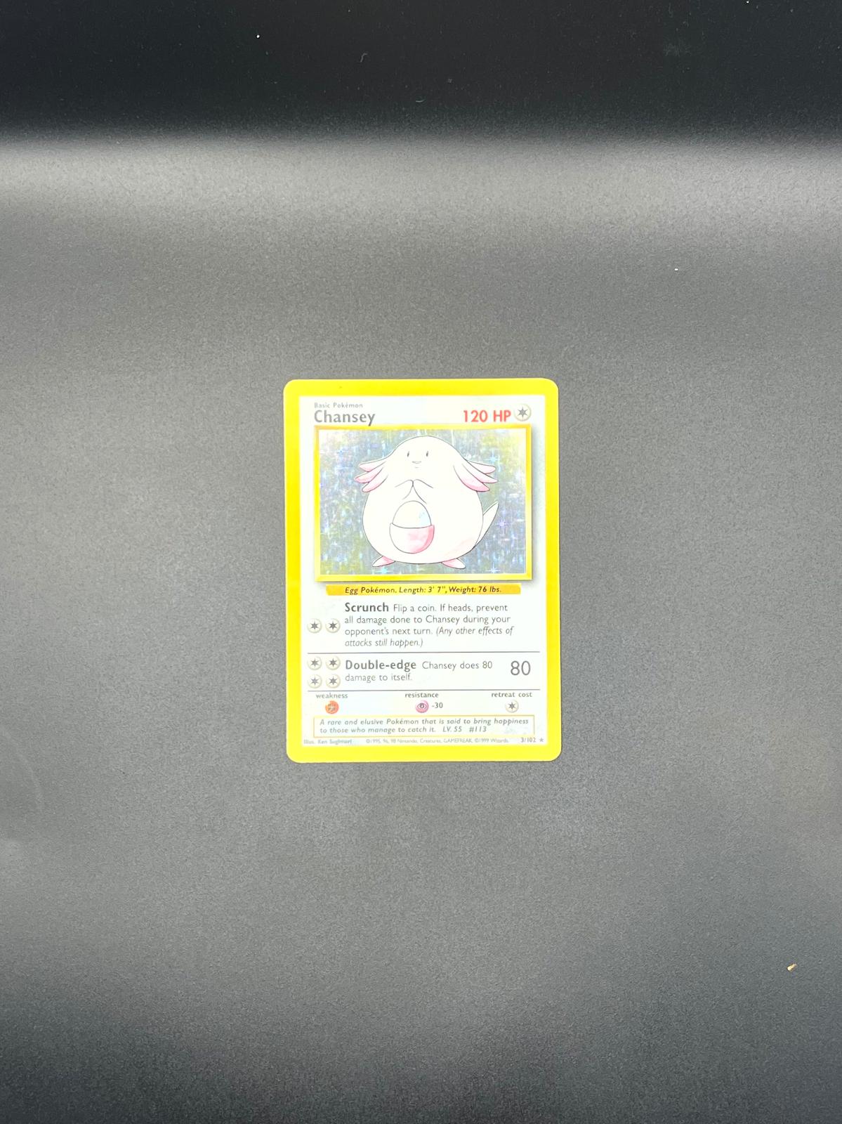 Chansey 3/102 Holo Holo Rare Base Set Unlimited Pokemon Lightly Played