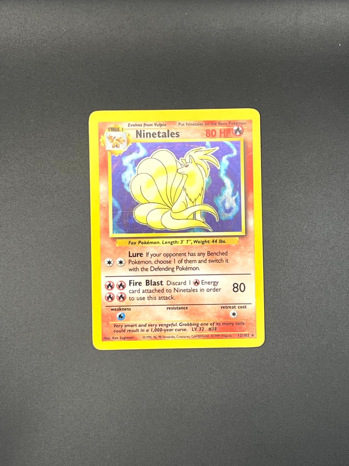 Ninetales 12/102 Holo Holo Rare Base Set Unlimited Pokemon Holo Near Mint