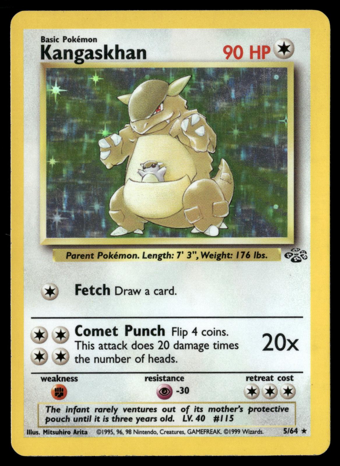 Kangaskhan 5/64 Rare Jungle Pokemon Unlimited Holo Lightly Played