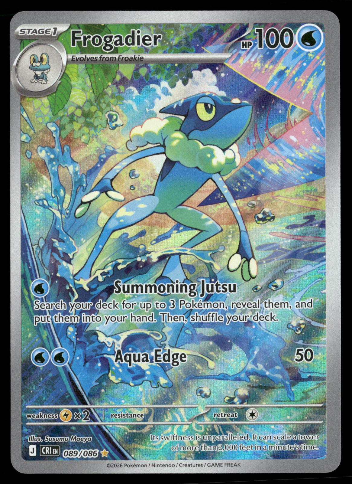 Frogadier 089/086 Holo Illustration Rare Chaos Rising Pokemon Near Mint
