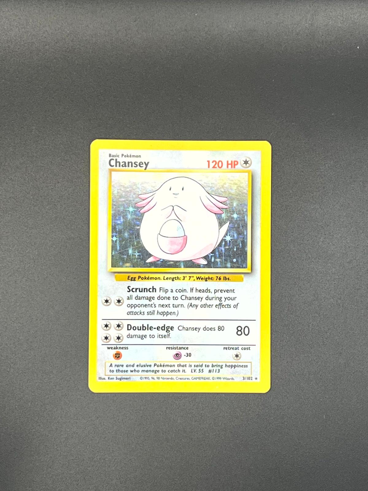 Chansey 3/102 Holo Holo Rare Base Set Unlimited Pokemon Holo Near Mint