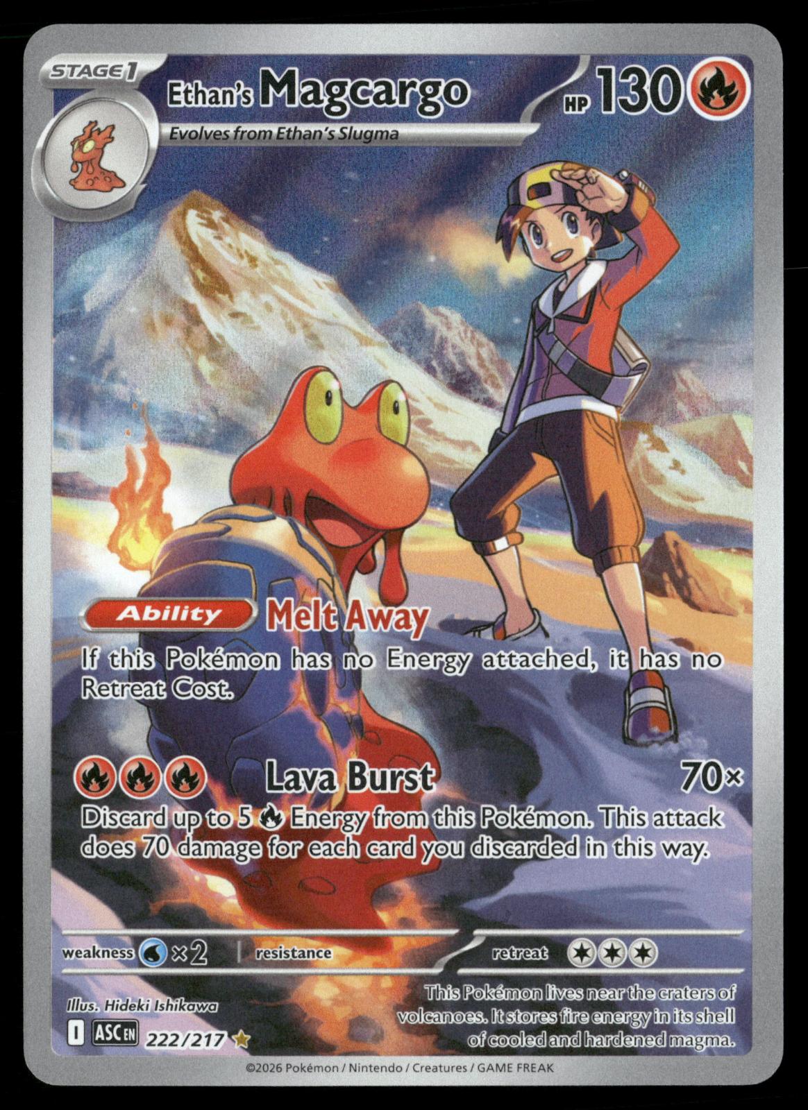 Ethan's Magcargo 222/217 Illustration Rare Ascended Heroes Pokemon Holo NM