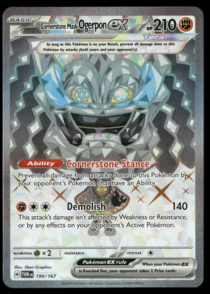 Cornerstone Mask Ogerpon ex 199/167 Twilight Masquerade Pokemon Holo NM