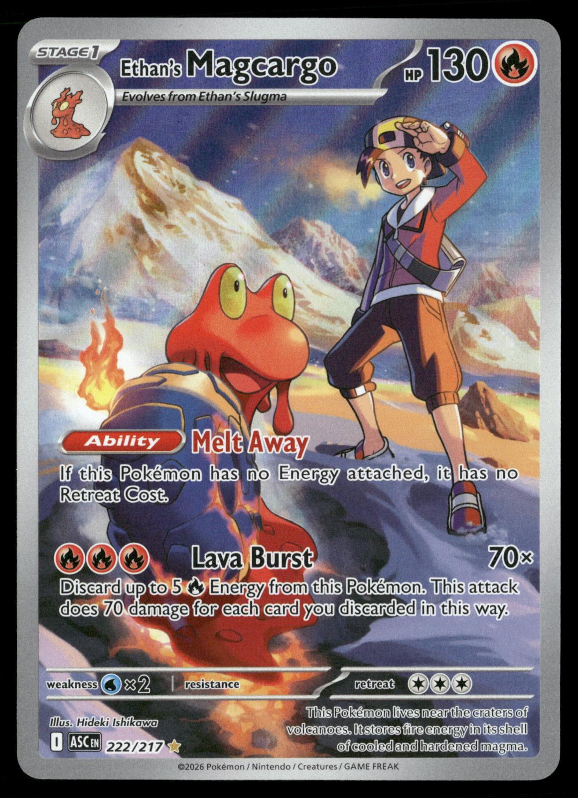 Ethan's Magcargo 222/217 Illustration Rare Ascended Heroes Pokemon Holo NM
