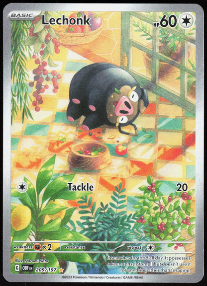 Lechonk 209/197 Illustration Rare Obsidian Flames Pokemon Holo Near Mint