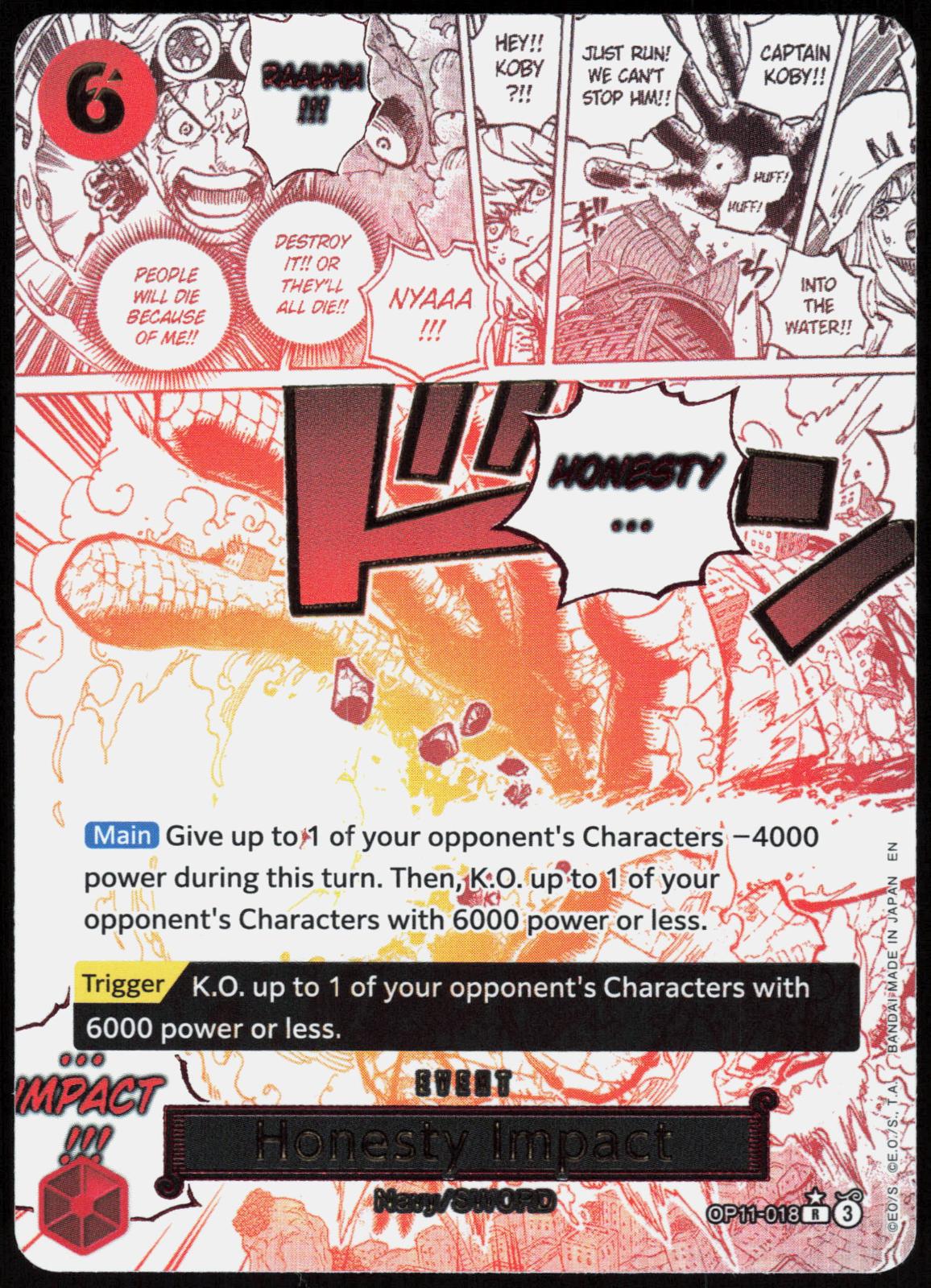 Honesty Impact (Alternate Art) OP11-018 A Fist of Divine Speed One Piece NM