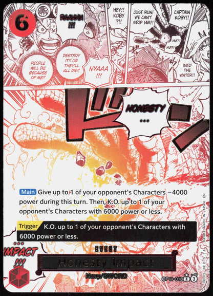 Honesty Impact (Alternate Art) OP11-018 A Fist of Divine Speed One Piece NM