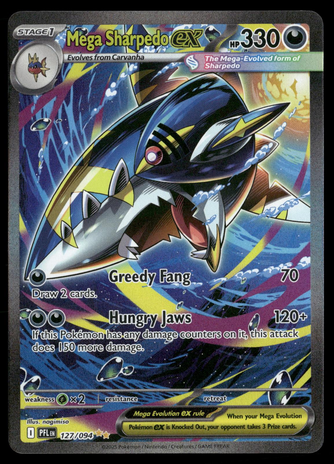 Mega Sharpedo ex 127/094 Phantasmal Flames Pokemon Holo NM