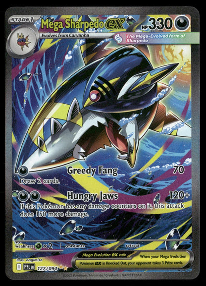 Mega Sharpedo ex 127/094 Phantasmal Flames Pokemon Holo NM