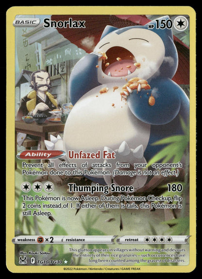 Snorlax TG10/TG30 Holo Lost Origin Trainer Gallery Pokemon NM