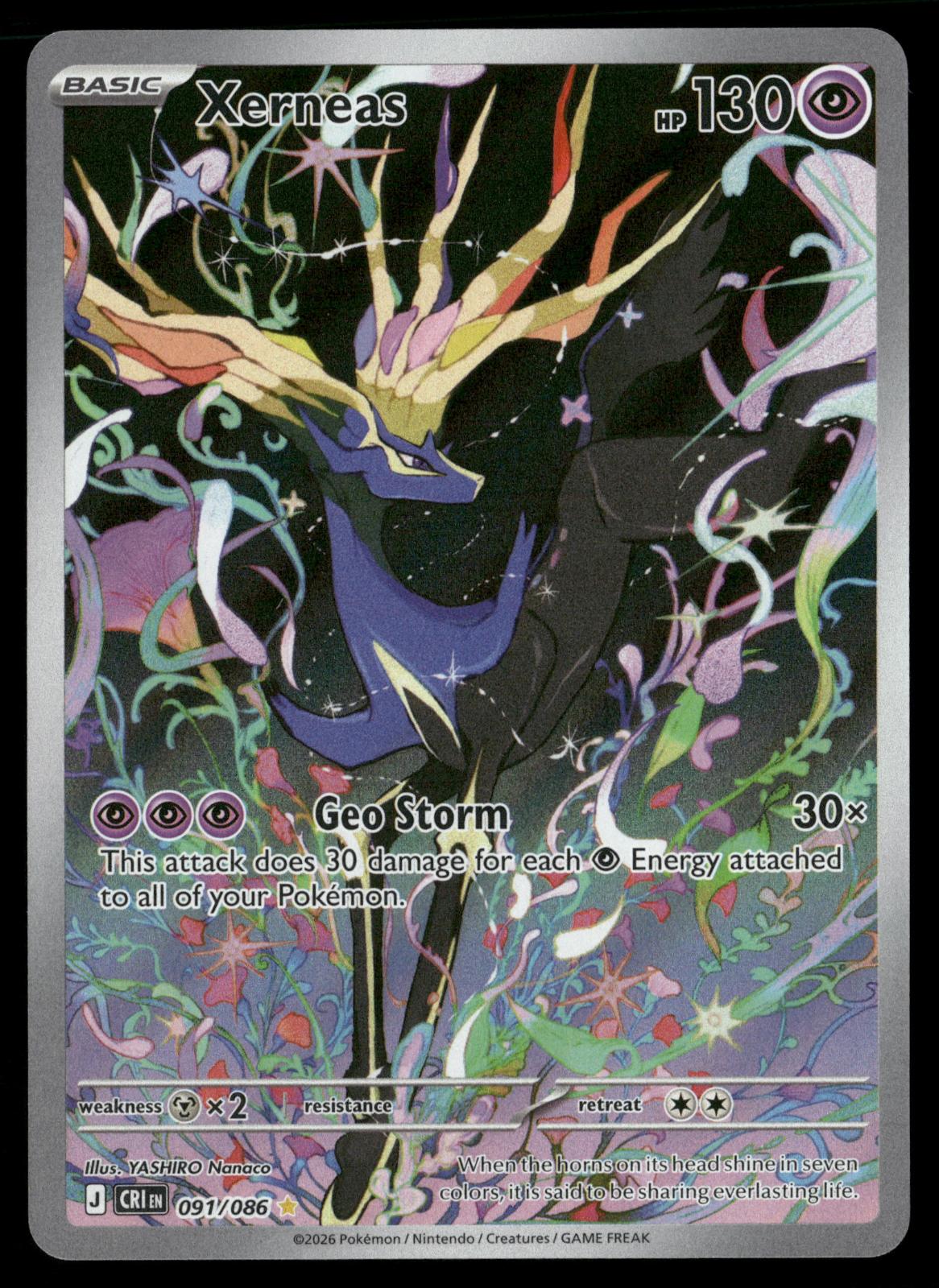 Xerneas 091/086 Holo Illustration Rare Chaos Rising Pokemon Near Mint