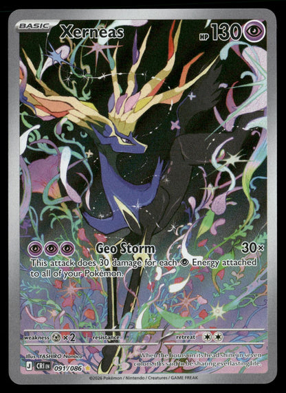 Xerneas 091/086 Holo Illustration Rare Chaos Rising Pokemon Near Mint