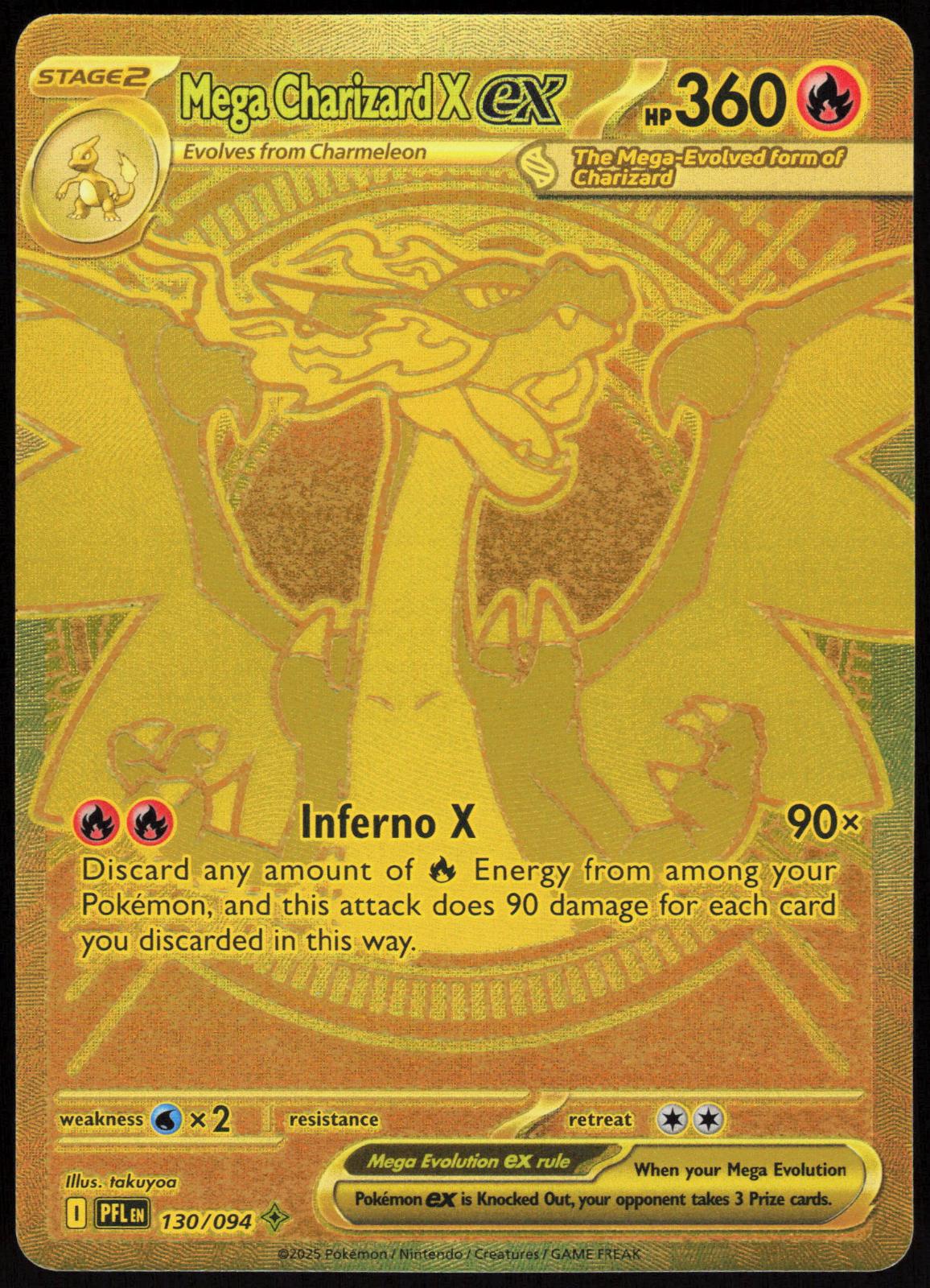 Mega Charizard X ex 130/094 Mega Hyper Rare Phantasmal Flames Pokemon Holo NM