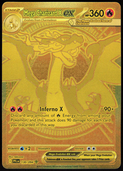 Mega Charizard X ex 130/094 Mega Hyper Rare Phantasmal Flames Pokemon Holo NM