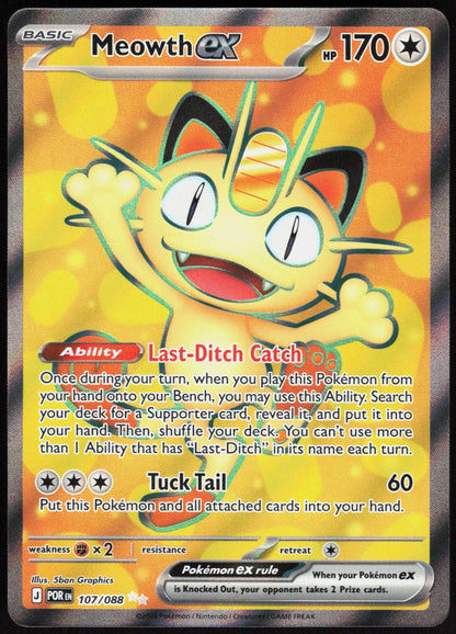 Meowth ex 107/088 Ultra Rare Perfect Order Pokemon Holo Near Mint