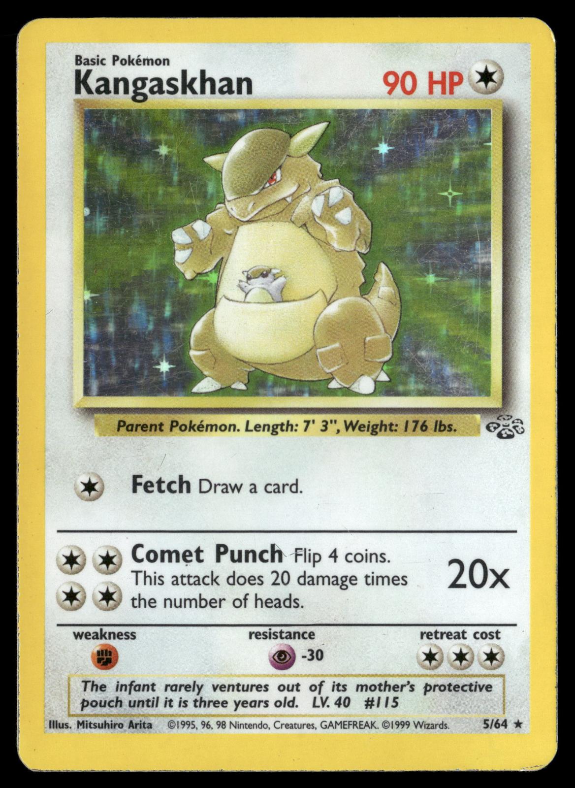 Kangaskhan 5/64 Rare Jungle Pokemon Unlimited Holo Moderately Played