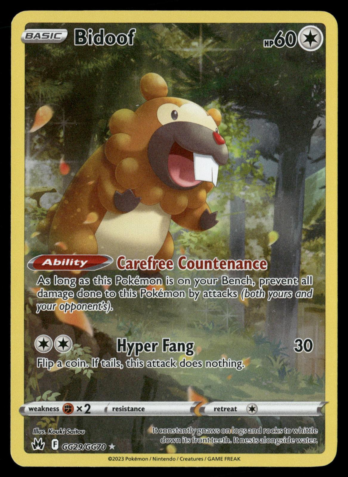Bidoof GG29/GG70 Holo Crown Zenith Galarian Gallery Pokemon NM
