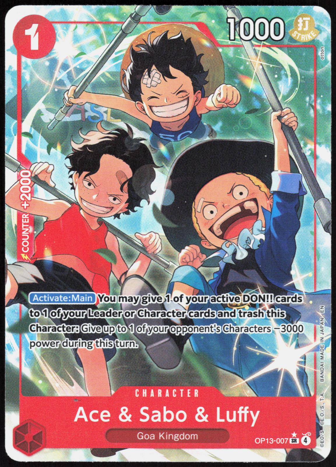 Ace & Sabo & Luffy OP13-007 Alt Art Carrying On His Will One Piece NM