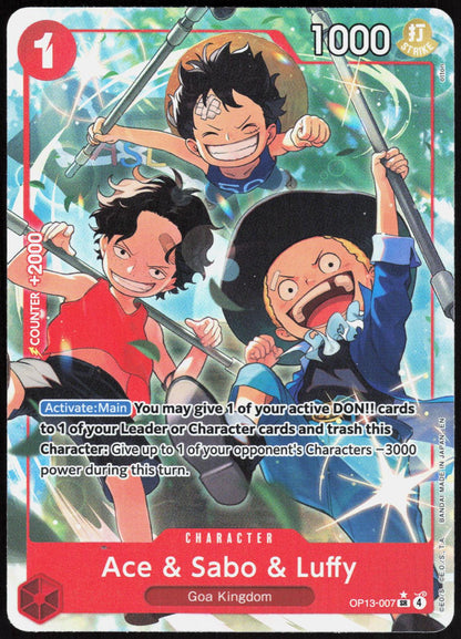 Ace & Sabo & Luffy OP13-007 Alt Art Carrying On His Will One Piece NM