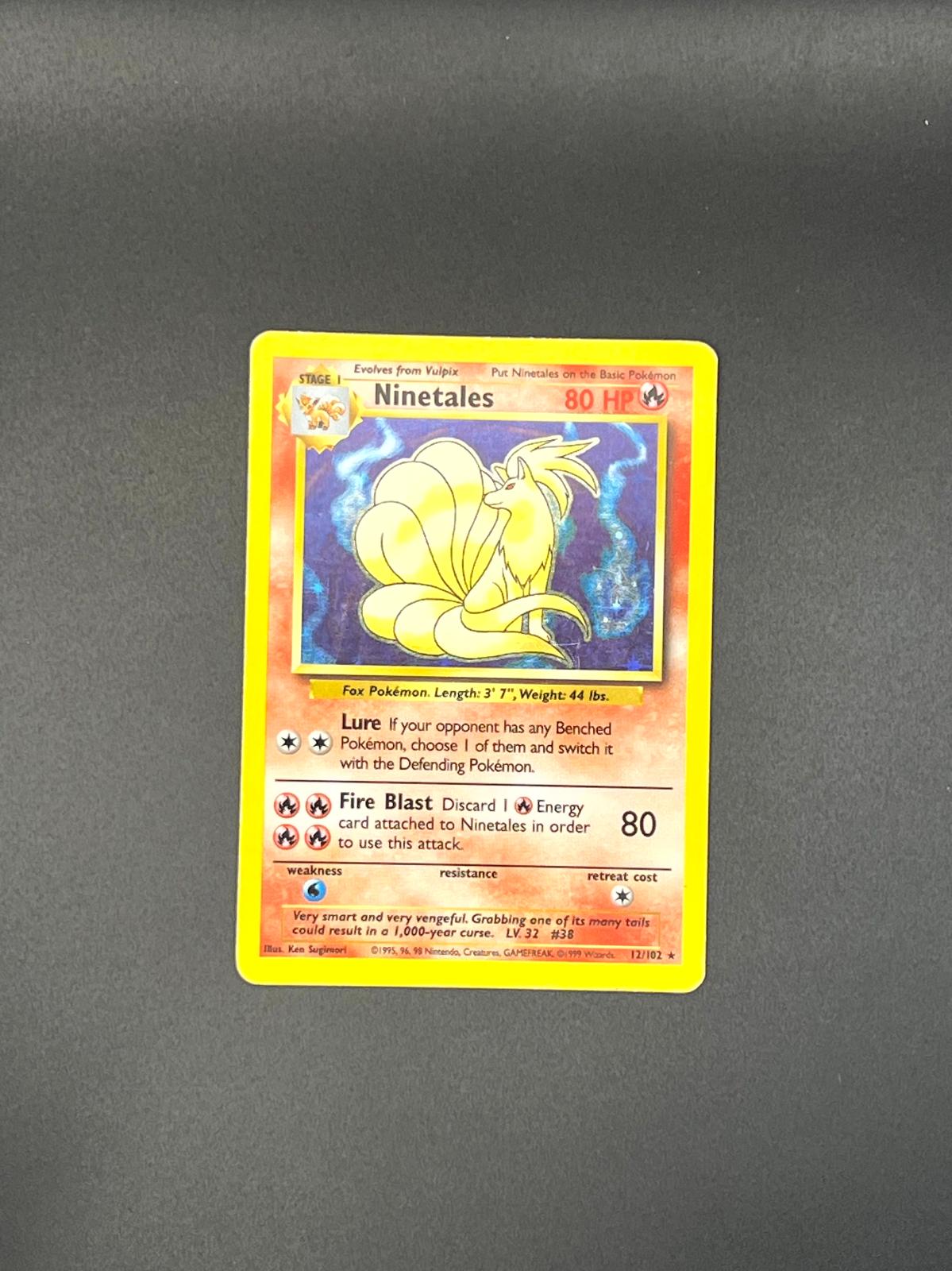 Ninetales 12/102 Holo Holo Rare Base Set Unlimited Pokemon Holo Lightly Played