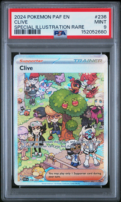 Clive 236/091 Special Illustration Rare Paf En-Paldean Fates Pokemon PSA 9