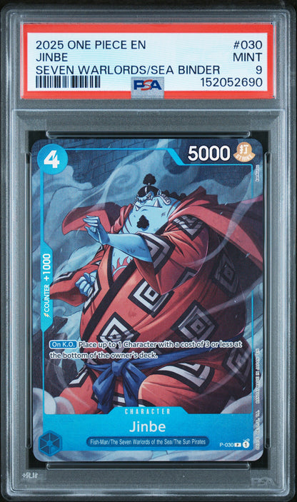 Jinbe 030 One Piece Seven Warlords Of The Sea Binder Set One Piece PSA 9