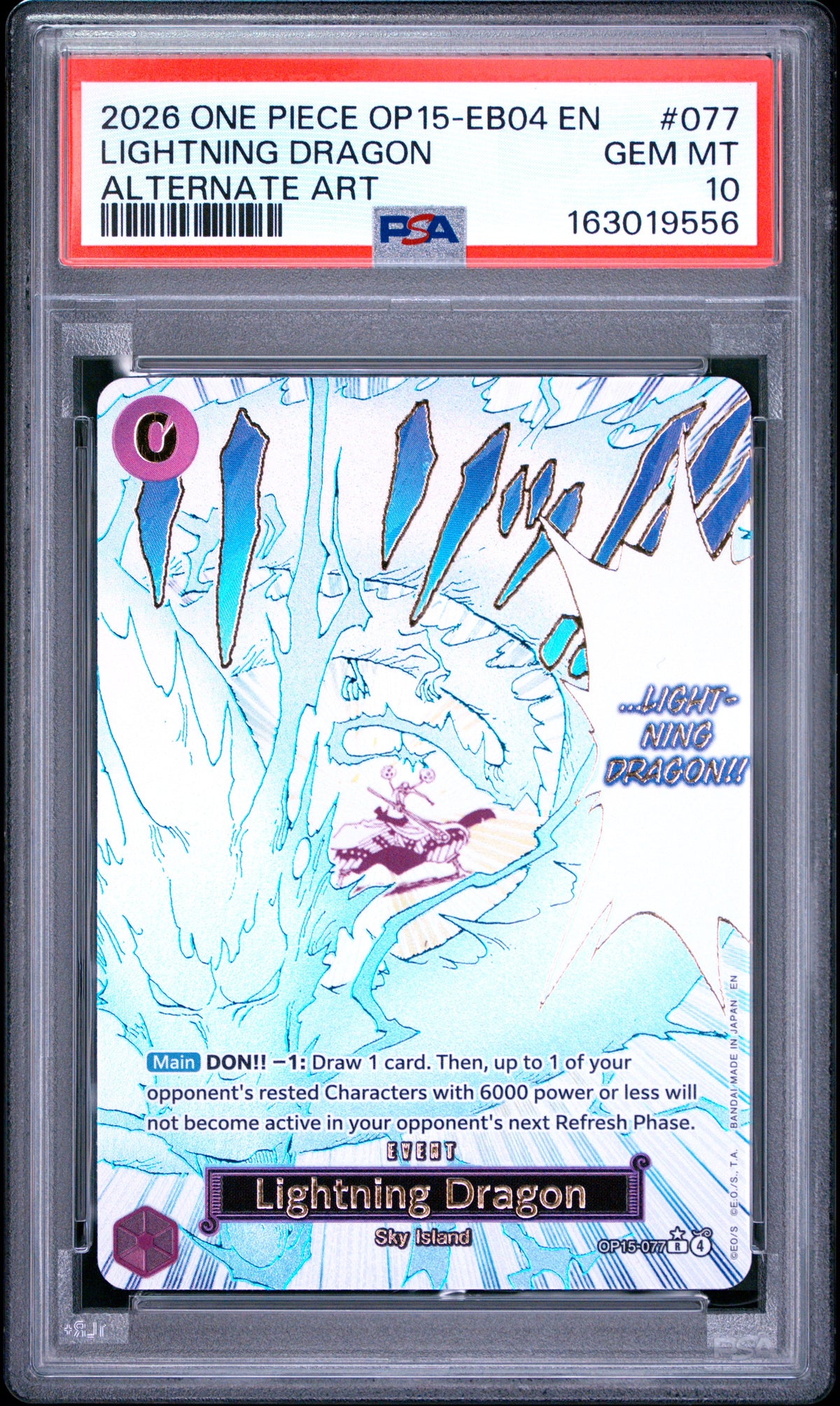 Lightning Dragon 077 Alternate Art One Piece PSA 10