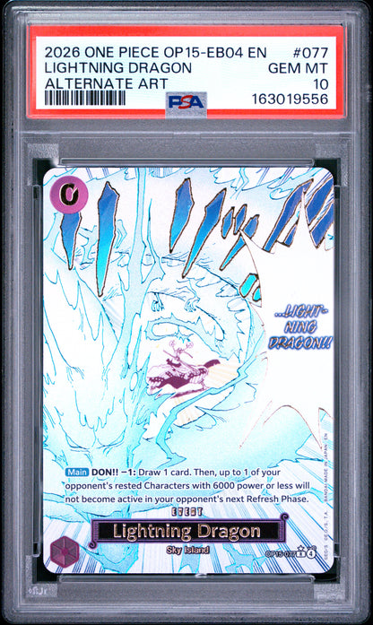 Lightning Dragon 077 Alternate Art One Piece PSA 10
