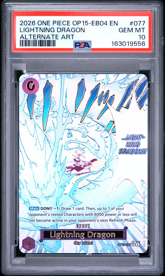Lightning Dragon 077 Alternate Art One Piece PSA 10