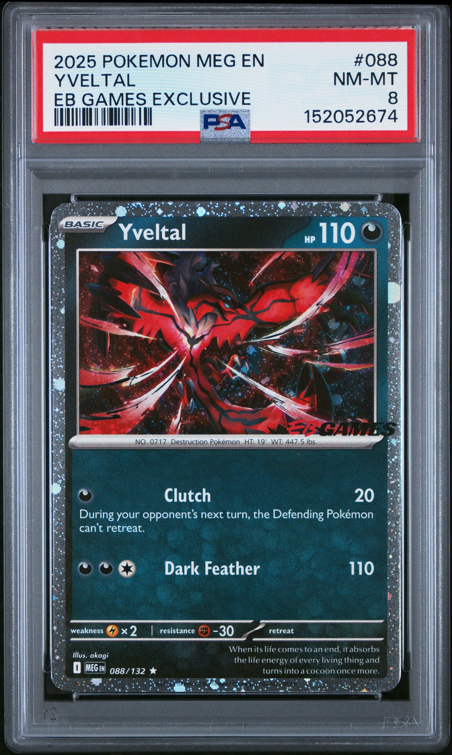 Yveltal 088/132 Eb Games Exclusive Meg En-Mega Evolution Pokemon PSA 8
