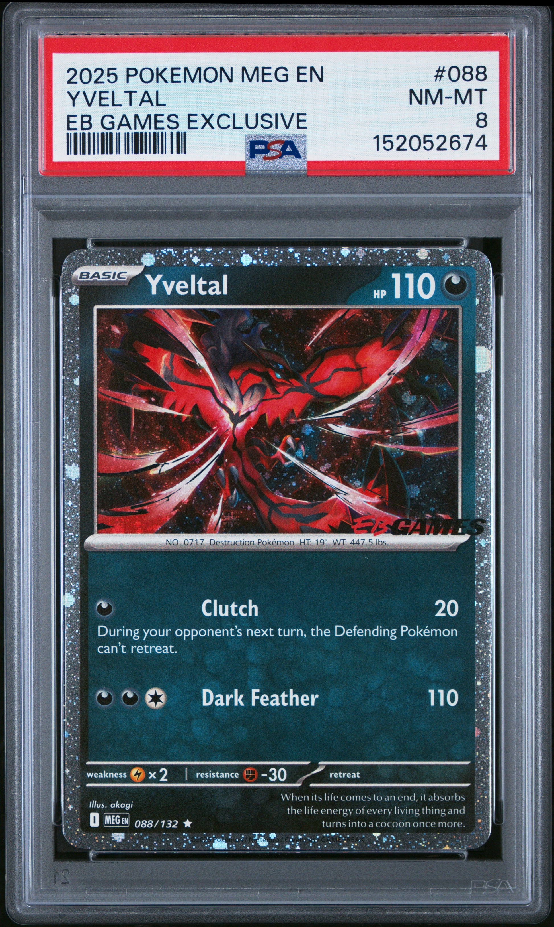 Yveltal 088/132 Eb Games Exclusive Meg En-Mega Evolution Pokemon PSA 8