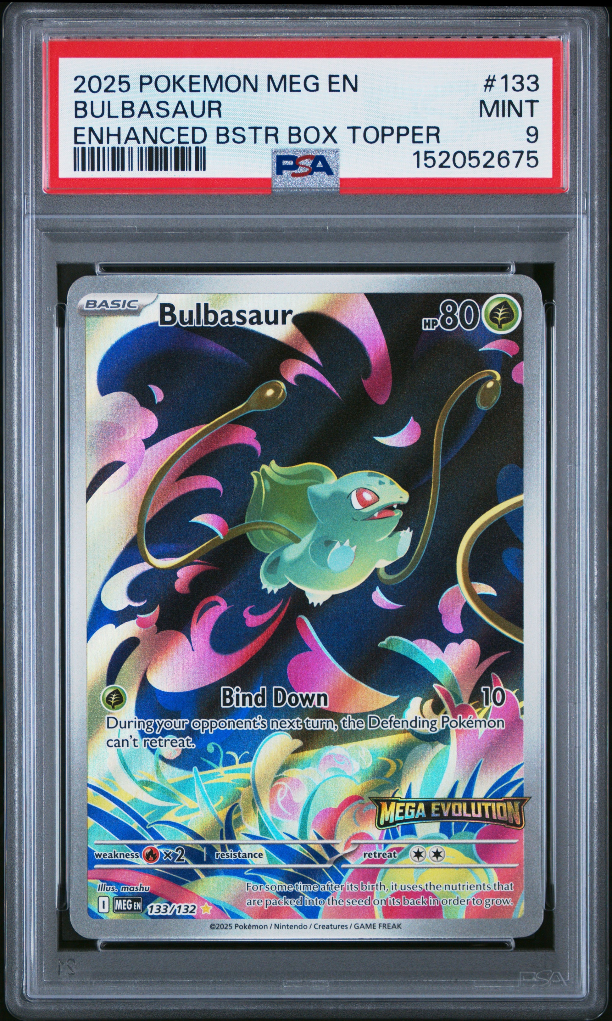 Bulbasaur 133/132 Enhanced Booster Box Topper Pokemon PSA 9