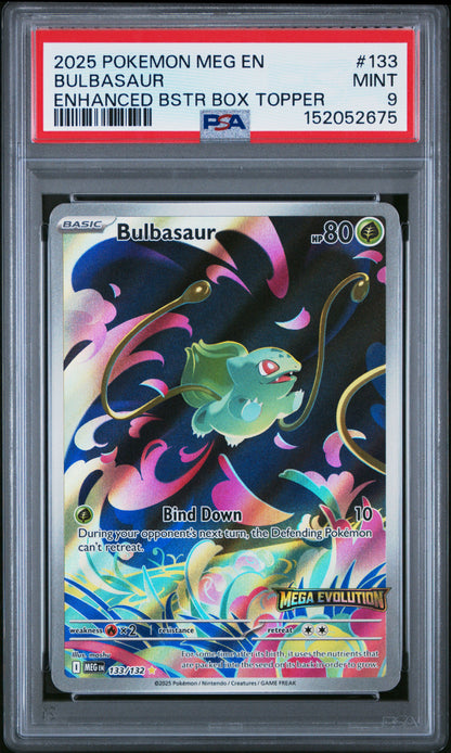 Bulbasaur 133/132 Enhanced Booster Box Topper Pokemon PSA 9