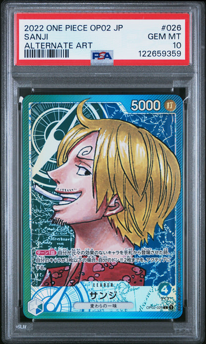 Sanji 026 Alternate Art One Piece Op02-Paramount War One Piece Japanese PSA 10